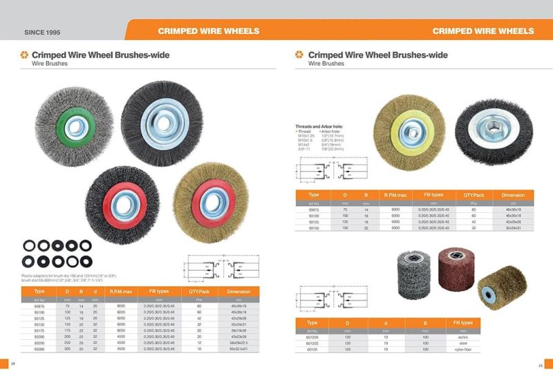 Crimped Wire Wheel Brushes-Wide for Deburring