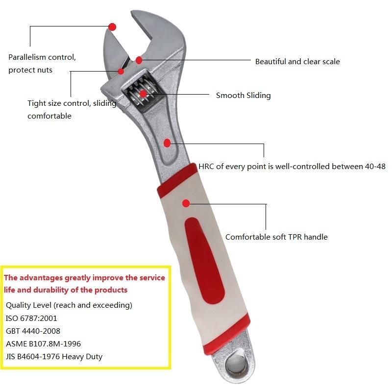 Colorful Handle Thread Steel Chrome Plated Adjustable Spanner