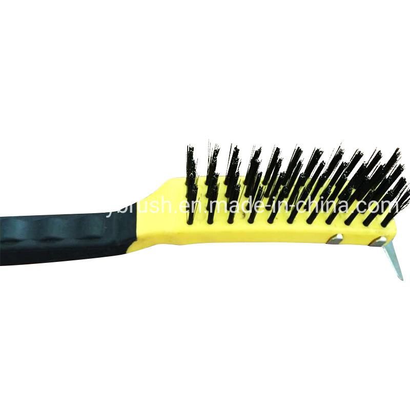 4 Piece Yellow Plastic Handle Steel Wire Set Brush (YY-520)