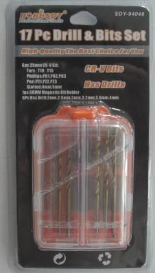 17PC Tool Set Drill Bits Screwdriver Set