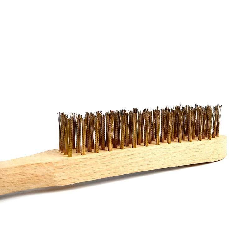 Wooden Handle 4X16 Rows Stainless Steel Straight Black Wire Brush