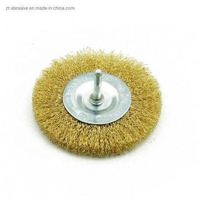 Shank Wheel Steel Wire Brush Brass Wire Bevel Cleaning Brush Steel Wire Disc Brush with Shank