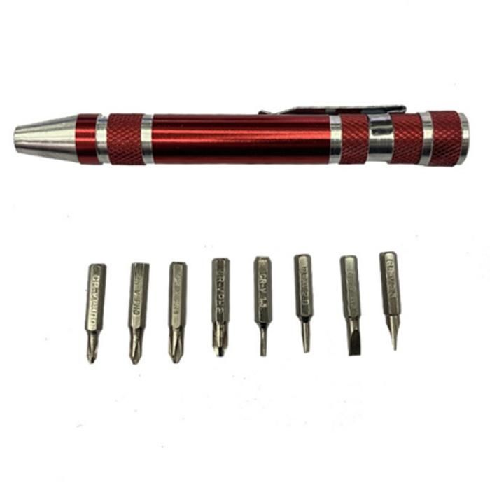 8 in 1 Pocket Pen Shape Screwdriver with 8 Bits