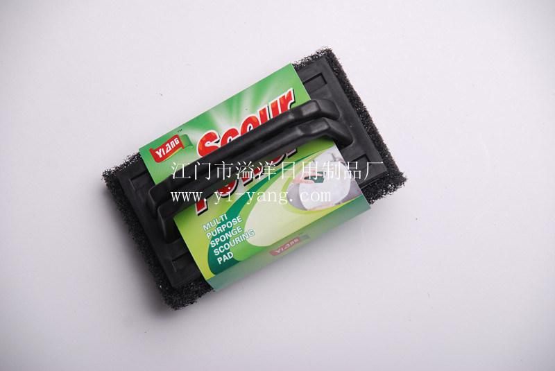 Nylon Scouring Pad Brush with Handle  (6019)