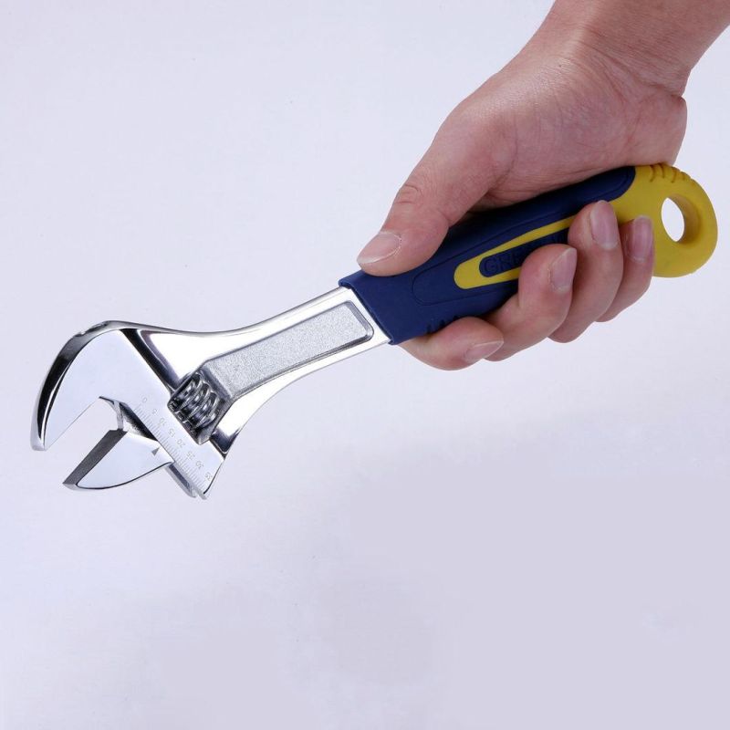 High Quality 8inch Spanner with 2-Color Rubber Handle Adjustable Wrench