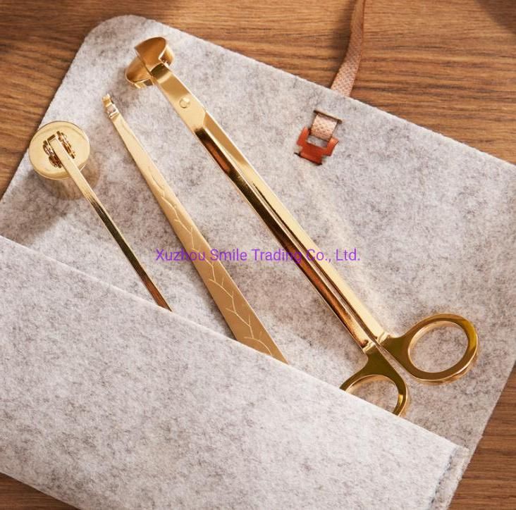 Wholesale Factory Direct 4 in 1 Candle Wick Trimmer Dipper Candle Snuffer with Tray Candle Accessories Scissors Set