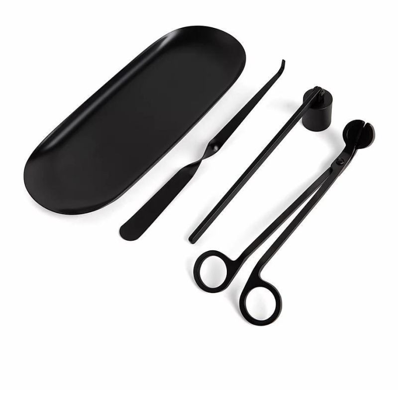 Smile Tools Stainless Steel Candle Wick Trimmer Snuffer Candle Wick Hook Tool Set with Candle Plates Holders Tools
