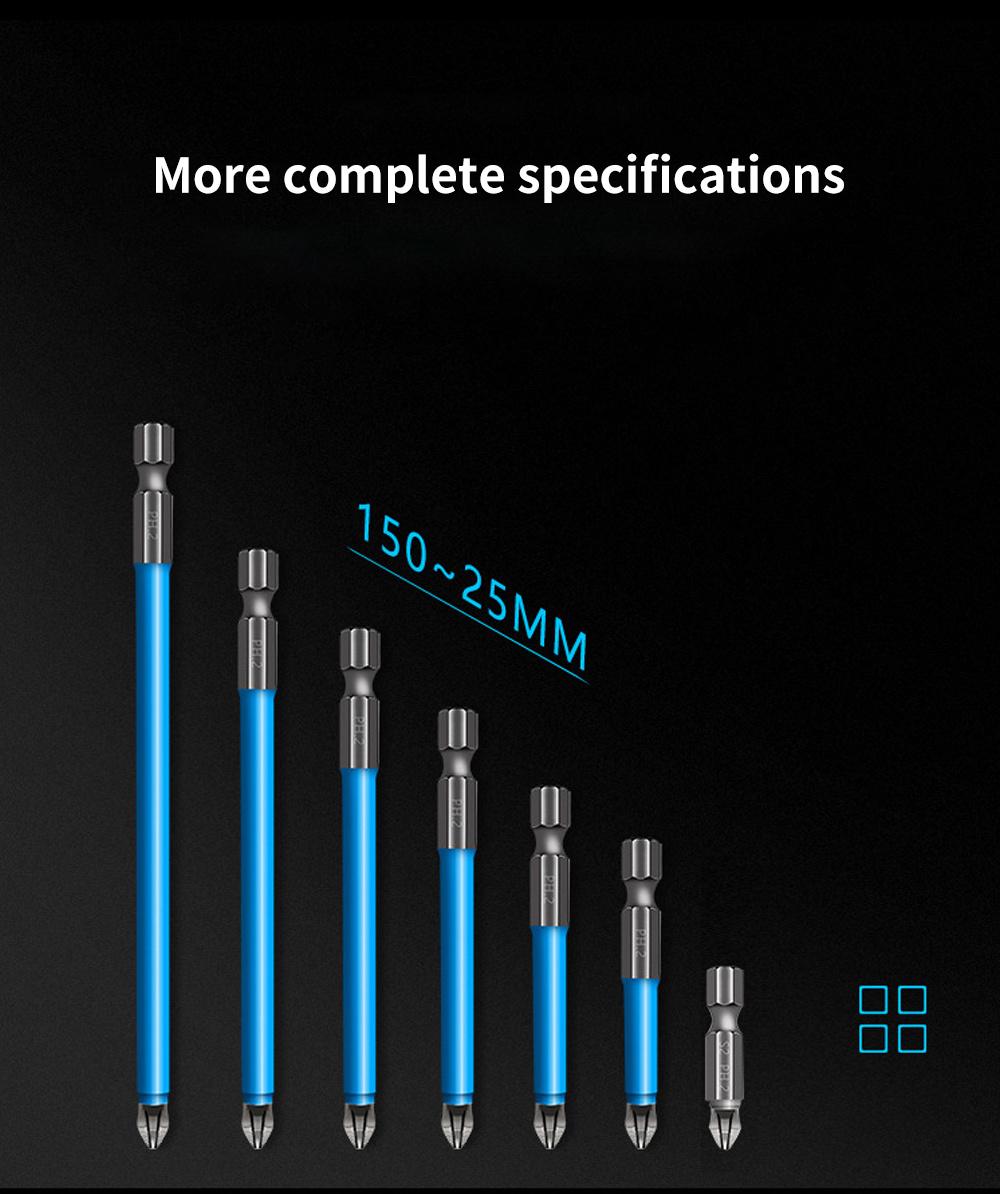 25mm-150mm 1/4" Hex Shank Fits Magnetic pH2 Long Reach Electric Screwdriver Bits Exactness Single Phillips/Cross Head Power Tool