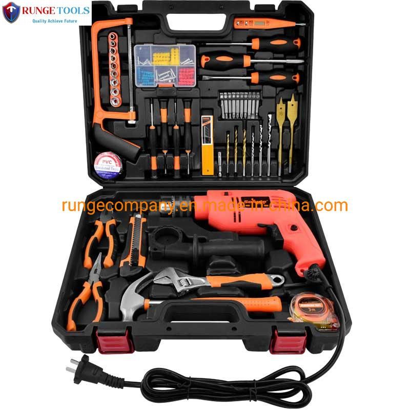 50PCS Industrial Tool Set with Impact Electric Drill Combination Plier Kit