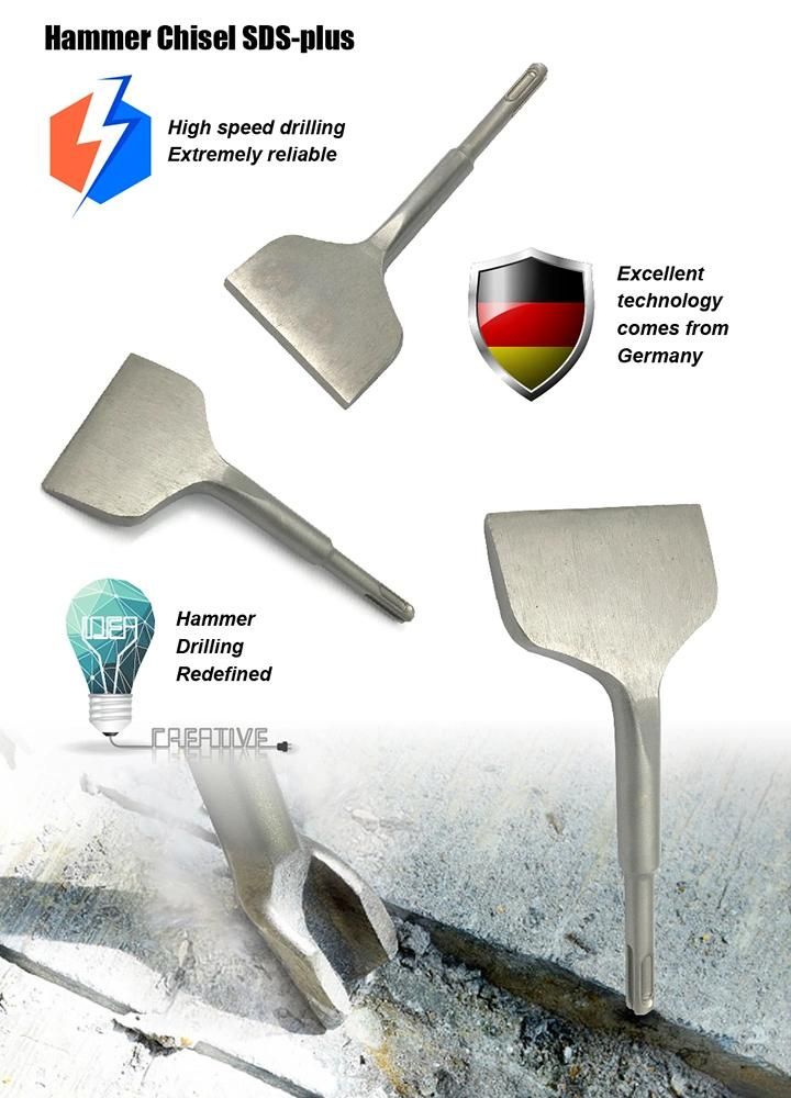 Premium Alloy Steel Bent Spade Head 75mm Wide Tile Chisel SDS Plus for Tile Ceramic Porcelain Slab Breakage