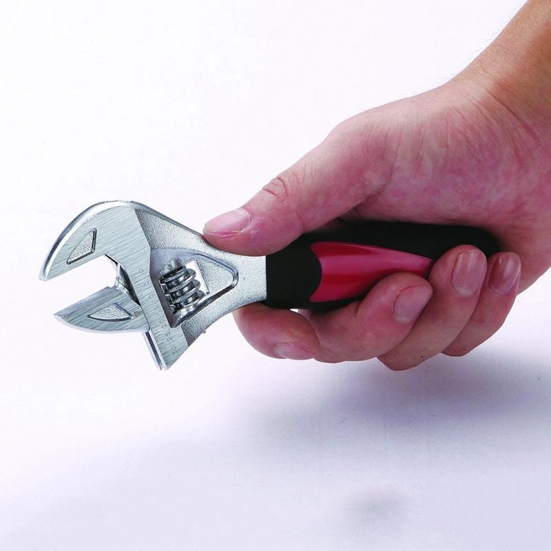 High Quality 8inch Bigger Jaw Opening Wrench with Rubber Handle