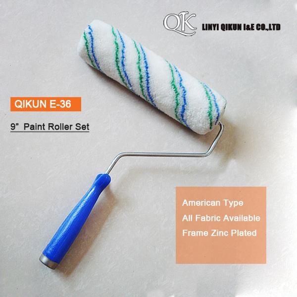 E-36 Hardware Decorate Paint Hand Tools American Type Acrylic Polyester Mixed 9" Paint Roller Brush with Frame