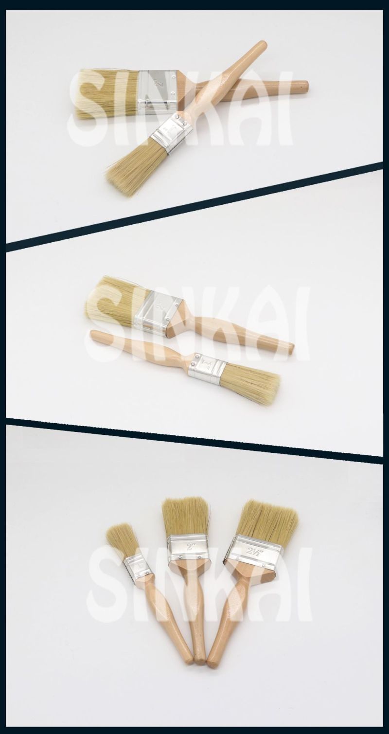 Paint Brush Factory with White Bristle Mixture and Wooden Handle