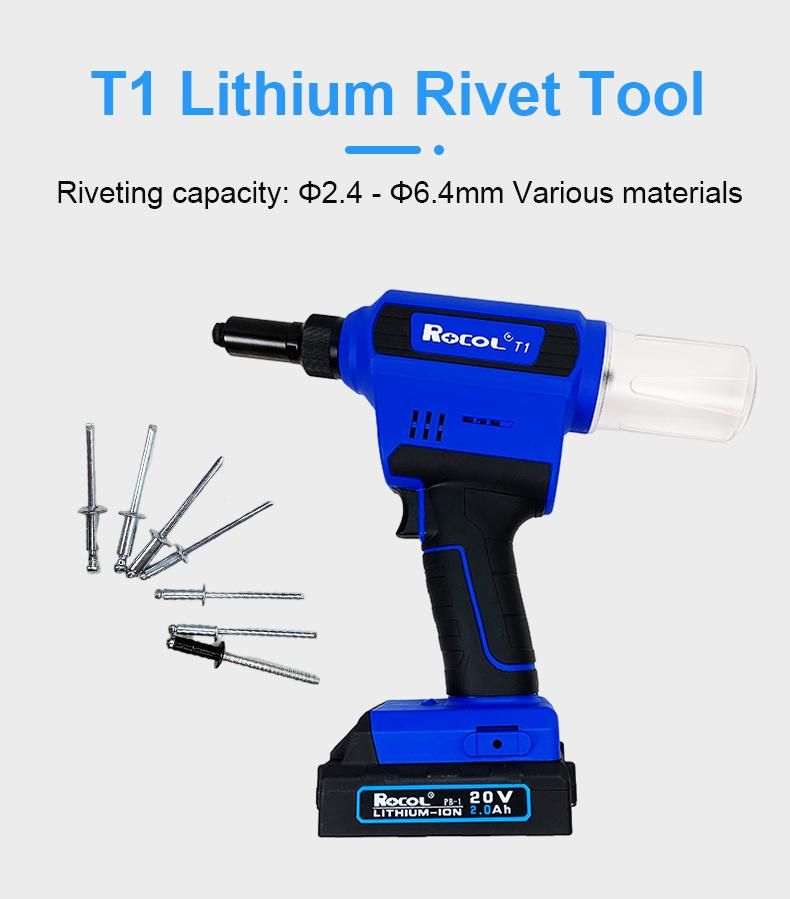 Stroke 27mm 4.8-8.0mm Blind Rivets Lithium Battery Rivet Tool