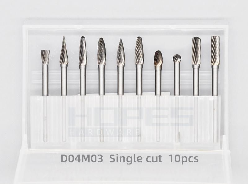 10PCS Rotary File Tungsten Carbide Burr Set with Single Double Cut Tooth 3mm Shank Grinding Bits Kit