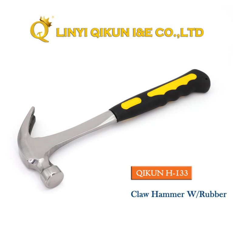 H-132 Construction Hardware Hand Tools American Straight Type Claw Hammer with Plastic Coated Handle