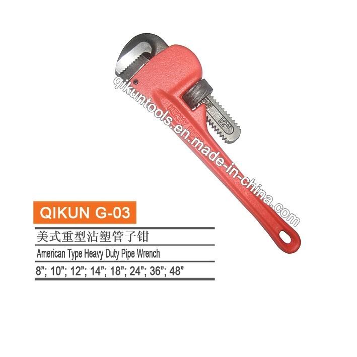 G-02 Construction Hardware Hand Tools Rubber Handle American Type Heavy Duty Pipe Wrench