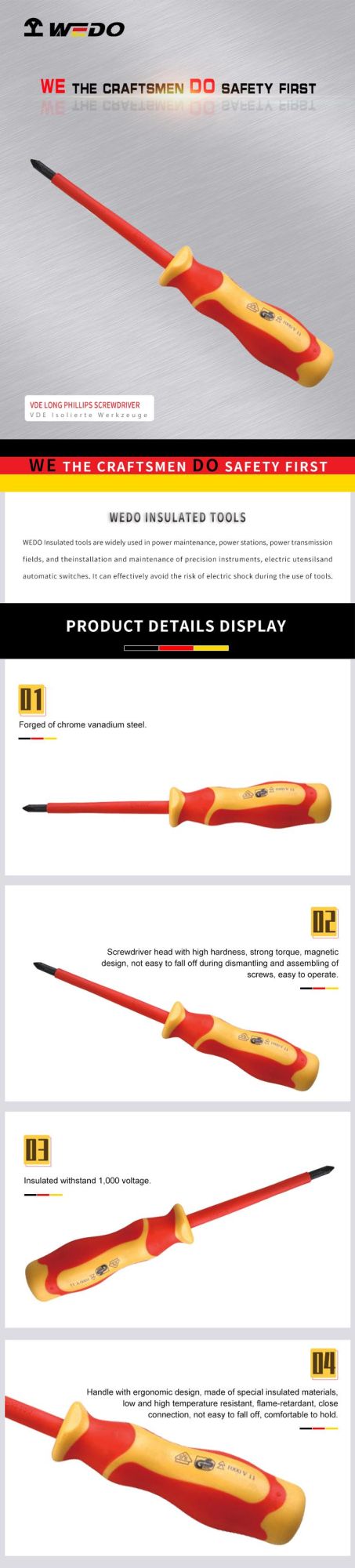 WEDO VDE Long Phillips Screwdriver