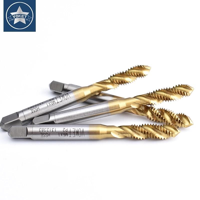 Hsse-M35 Needle Thread with Tin Spiral Fluted Tap Sm 3/32 1/8 9/64 11/64 3/16 13/64 15/64 1/4 9/32 3/8 Machine Thread Screw Tap