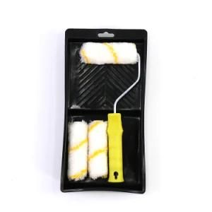 Polyester Fiber Roller Yellow Plastic Handle Paint Roller Brush Set