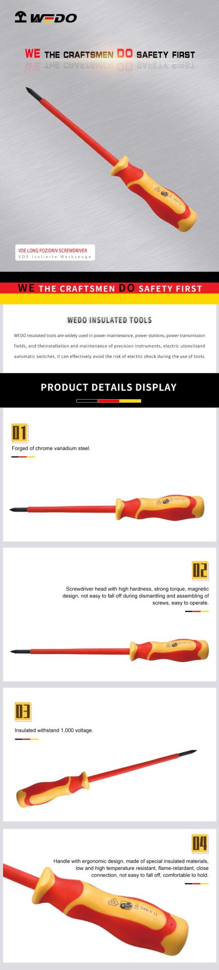 Wedo High Demand VDE Long Pozidriv Screwdriver