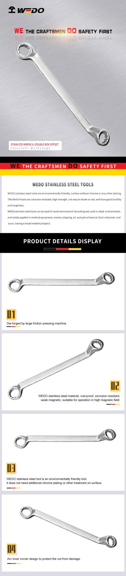 Wedo Best Selling Stainless Steel Double Box Offset Wrench