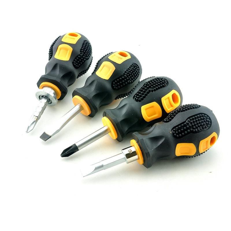 Plastic Handle Cr-V Steel Double Way Stubby Screwdriver