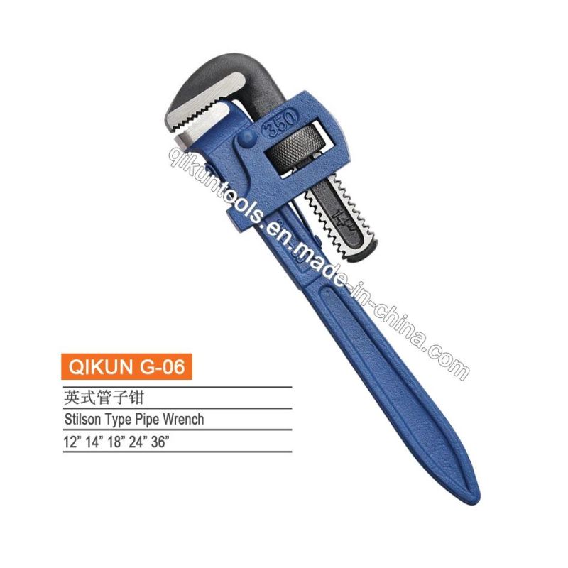 G-02 Construction Hardware Hand Tools Rubber Handle American Type Heavy Duty Pipe Wrench