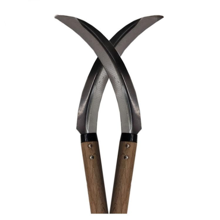 High Quality Carbon Steel Cutting Garden Farming Tool Grass Tooth Sickle with Wooden Handle