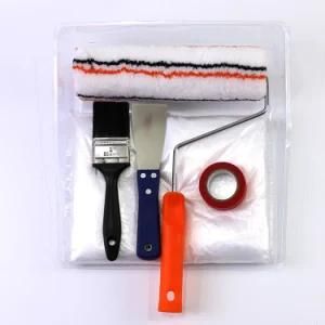 Colorful Stripes Roller Red Plastic Handle Paint Roller Brush Set