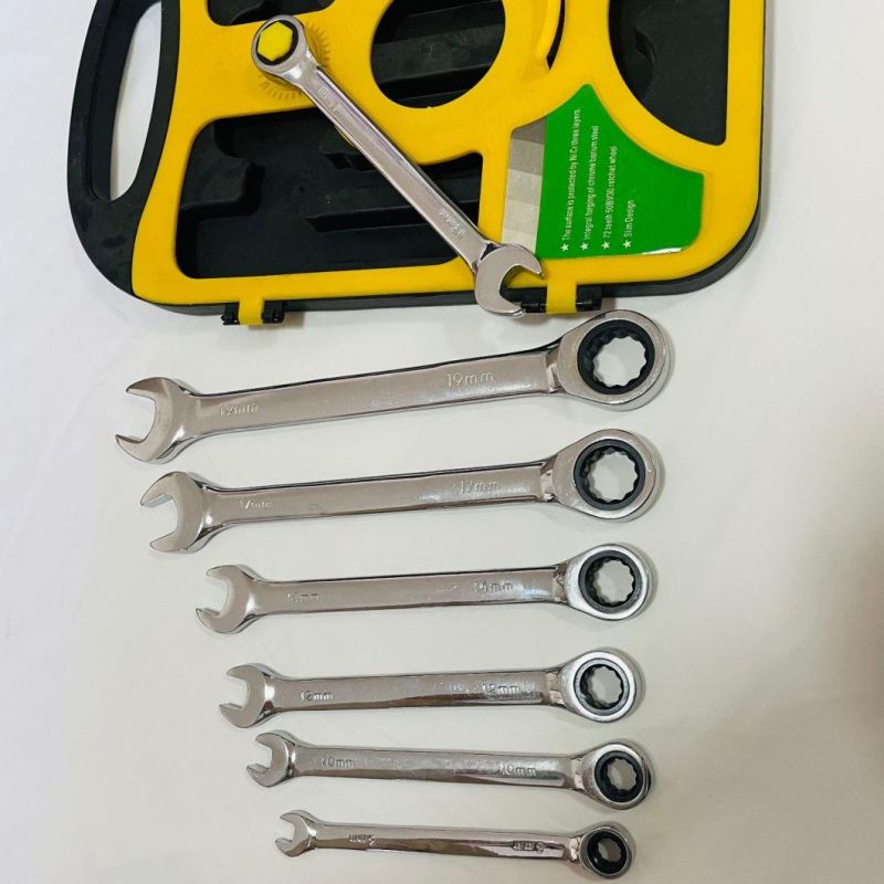 Tool Set Kit High Precision Durable Ratchet Wrench 7-Piece Combination Hardware Spanner Set