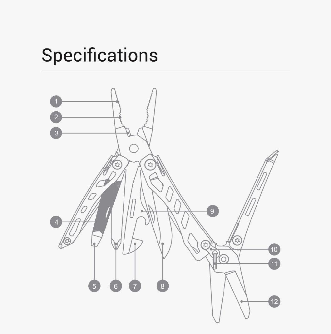 Nextool New Design Black Mini Pliers Multitool for Outdoor Camping