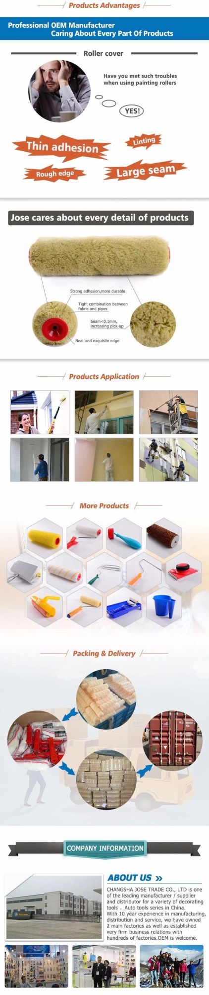 Factory Direct Paint Runner, Paint Brush, Paint Roller Tops Electric Paint Roller