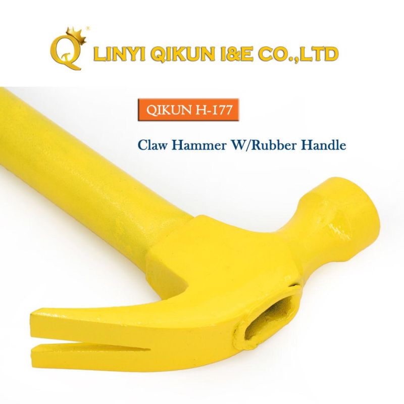 H-176 Construction Hardware Hand Tools American Straight Type Claw Hammer with Plastic Coated Handle