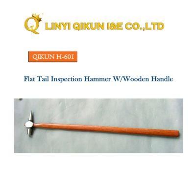 H-601 Construction Hardware Hand Tools Hard Wood Handle Flat Tail Inspection Hammer