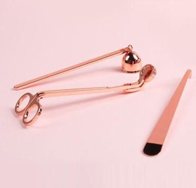 High Quality 4PCS Brass Candle Snuffer Set Stainless Steel Wick Trimmer Rose Gold Wick Dipper