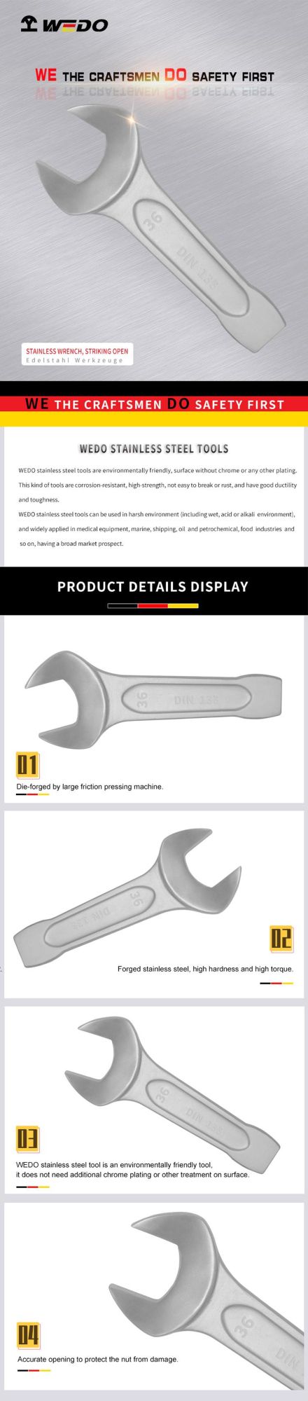 WEDO Stainless Steel Striking Open Wrench