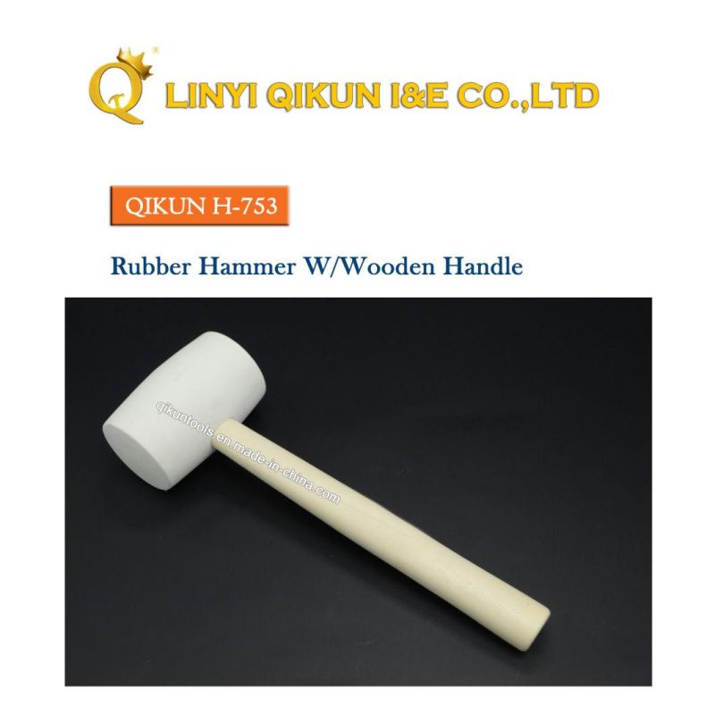 H-752 Construction Hardware Hand Tools Rubber Plastic Hammer with Wooden Handle