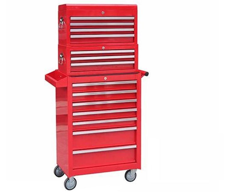 Red Tool Cabinet Cart Storage Box Cabinet W/ 7 Drawers Pegboard Wheels Chest