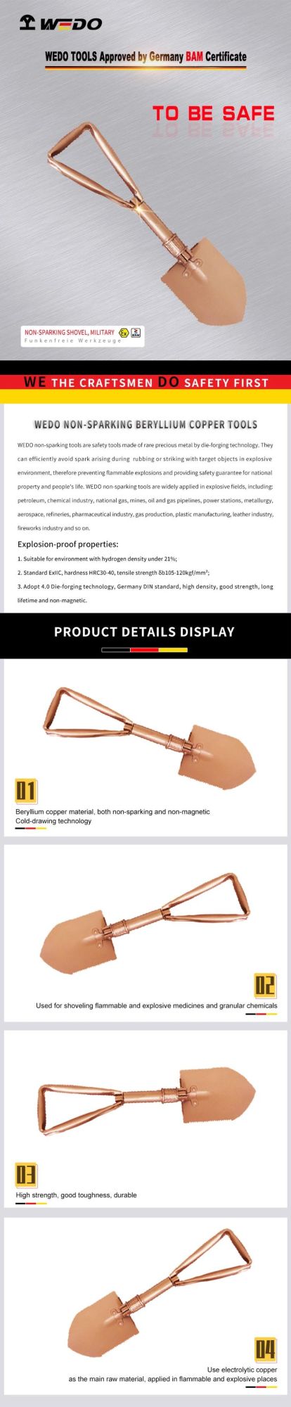 Wedo Beryllium Copper Alloy Non Sparking Shovel