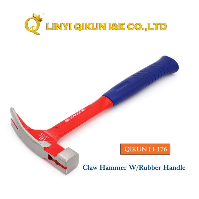 H-176 Construction Hardware Hand Tools American Straight Type Claw Hammer with Plastic Coated Handle