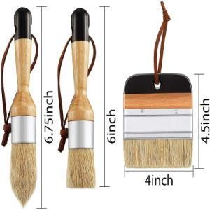 3PCS Chalk Paint Brush Soft Bristle Brush Round Wooden Handle Brushes Set