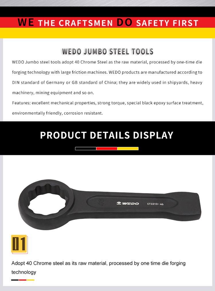 WEDO Striking Box Wrench Strong Torque Labor Saving Black-Spray on Surface 40cr Slogging Ring Spanner