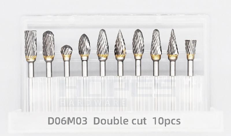 10PCS Rotary File Tungsten Carbide Burr Set with Single Double Cut Tooth 3mm Shank Grinding Bits Kit