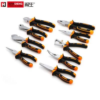 Professional Combination Pliers, High Quality, Made of Cr-V, Heat Treatment, Pearl-Nickel Plated, Nickel Plated PVC Handles, German Type, 6&quot;, 7&quot;, 8&quot;