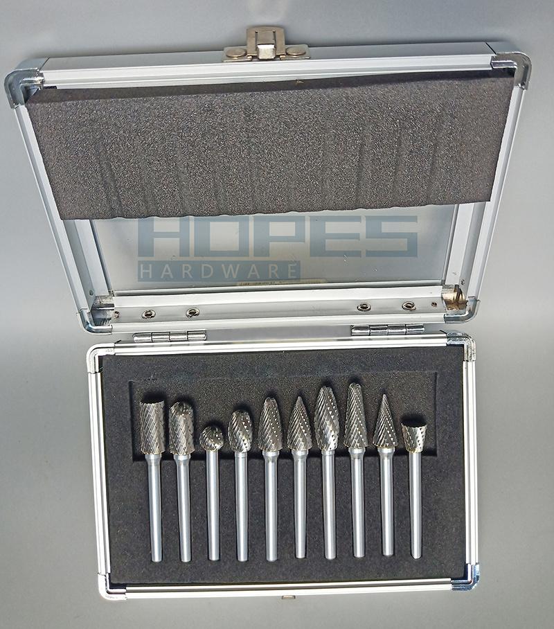 10PCS Silver Welding Carbide Rotary File Burr Set with Single Double Cut Tooth 6mm Shank Aluminum Case Kit