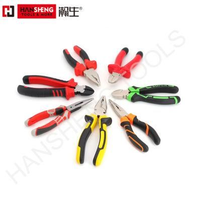 Professional Combination Pliers, High Quality, Made of Cr-V, Heat Treatment, Pearl-Nickel Plated, Nickel Plated PVC Handles, German Type 7&quot;, 8&quot;