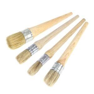 4 PCS Chalk Paint Wax Brush Set &ndash; 1&quot; 2&quot; Natural Bristle Round Wax Brush