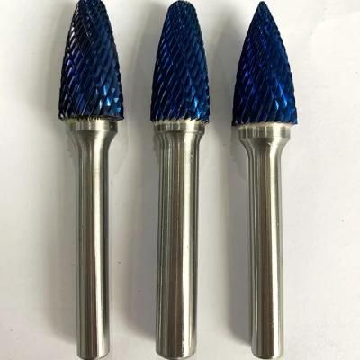 H-Flame Shape Coated Blue Tungsten Carbide Burss With Standard Sizes