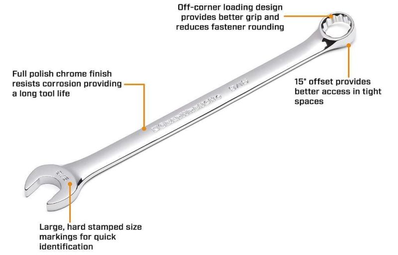 44 PCS Long Pattern 12 PT. Combination Wrench